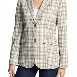 Eddie Bauer Cream and Gray Plaid Blazer